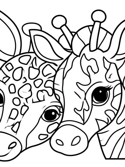 Cute Giraffe Duo Line Art Poster. poster