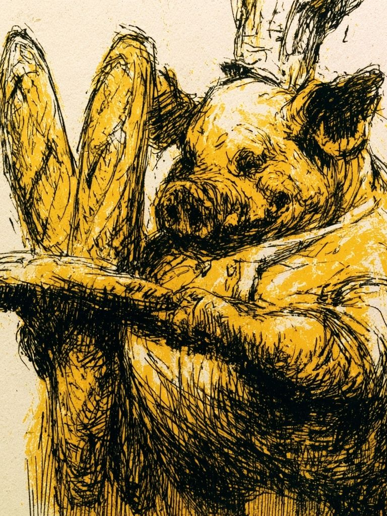 Sleeping Pig Sketch Poster. poster — animals art