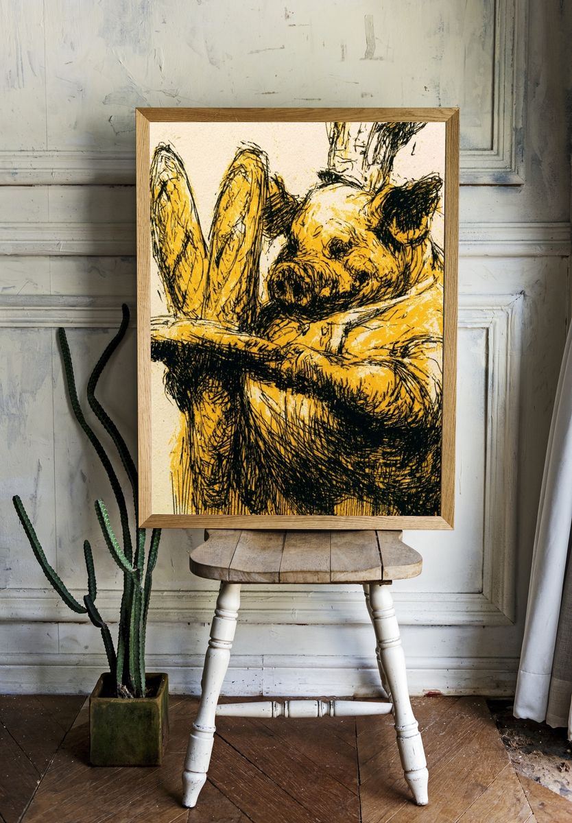 Sleeping Pig Sketch Poster. room preview