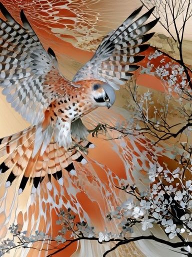 Falcon in Autumn Sky Illustration Poster. poster — animals art