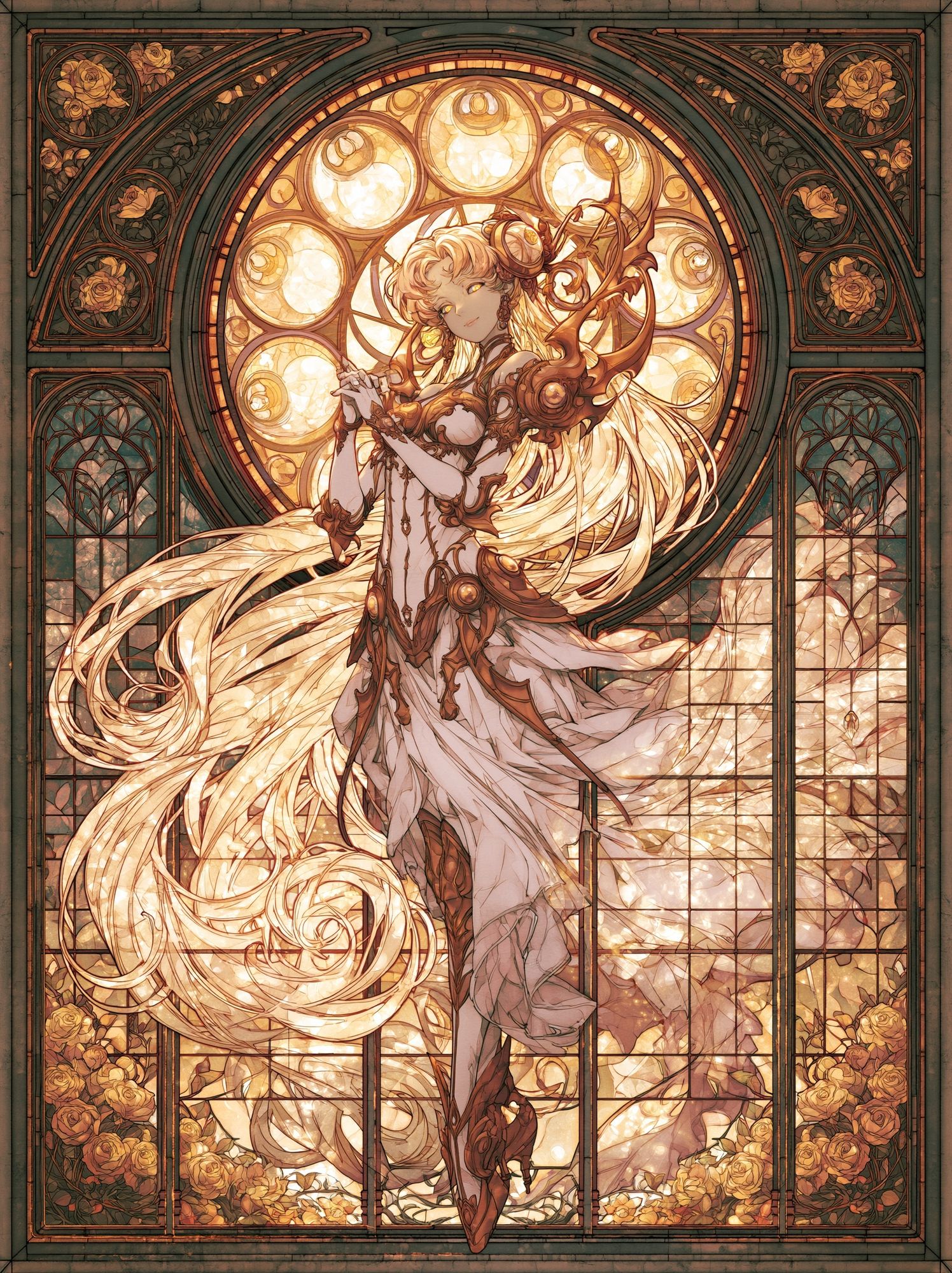 Stained Glass Fantasy Woman Poster. poster detail