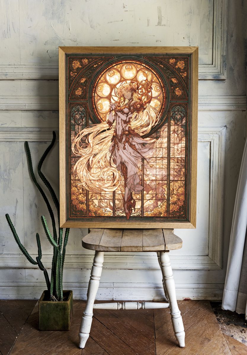 Stained Glass Fantasy Woman Poster. — room view 1