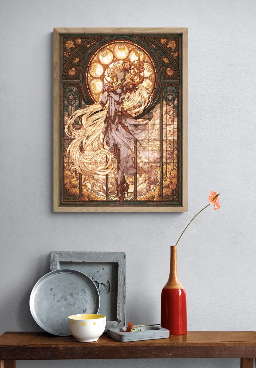Stained Glass Fantasy Woman Poster. — room view 3