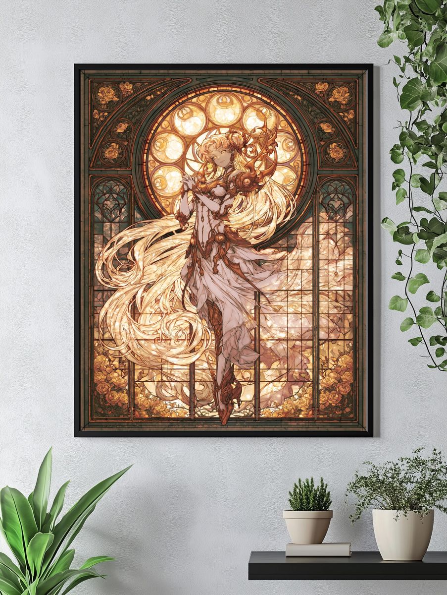Stained Glass Fantasy Woman Poster. — room view 4