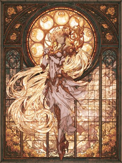 Stained Glass Fantasy Woman Poster.