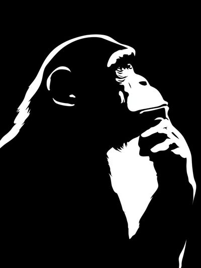 Gorilla Silhouette Black-White Poster. poster