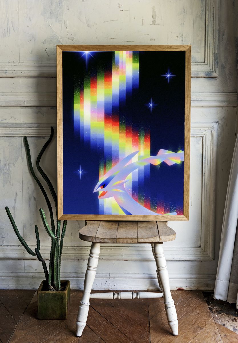 Lugia Rainbow Beam Poster. room preview