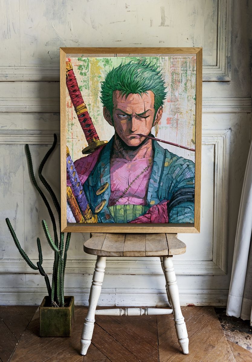 Zoro Samurai Portrait Print. room preview