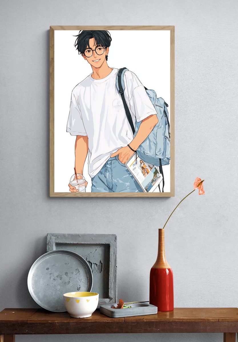 Anime Student Portrait Poster. — room view 3