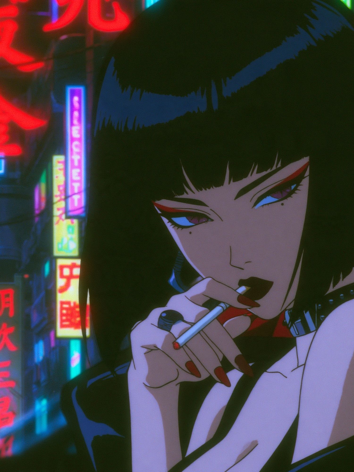 Neon Noir Woman Anime Poster. poster detail
