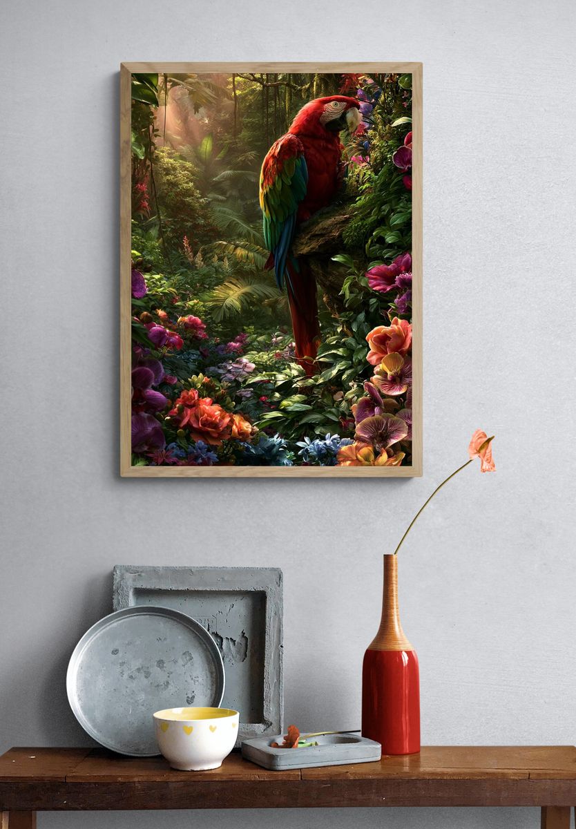 Tropical Macaw Jungle Print. — room view 3