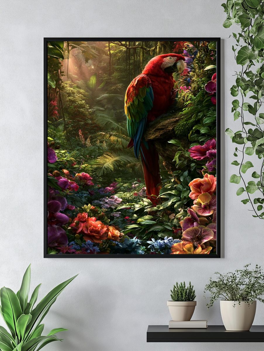 Tropical Macaw Jungle Print. — room view 4