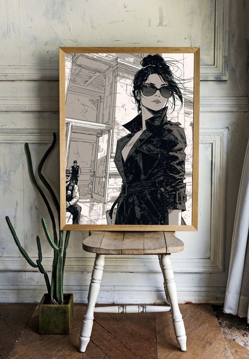 Sunglasses Woman Manga Poster. room preview