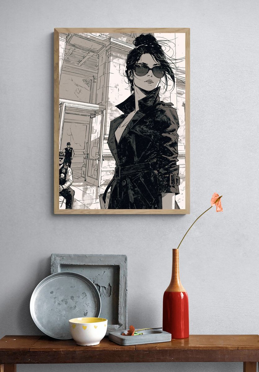 Sunglasses Woman Manga Poster. — room view 3