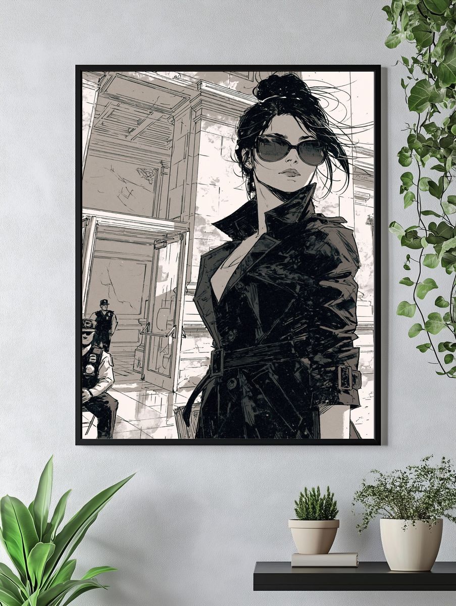 Sunglasses Woman Manga Poster. — room view 4