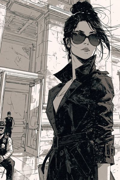Sunglasses Woman Manga Poster. poster