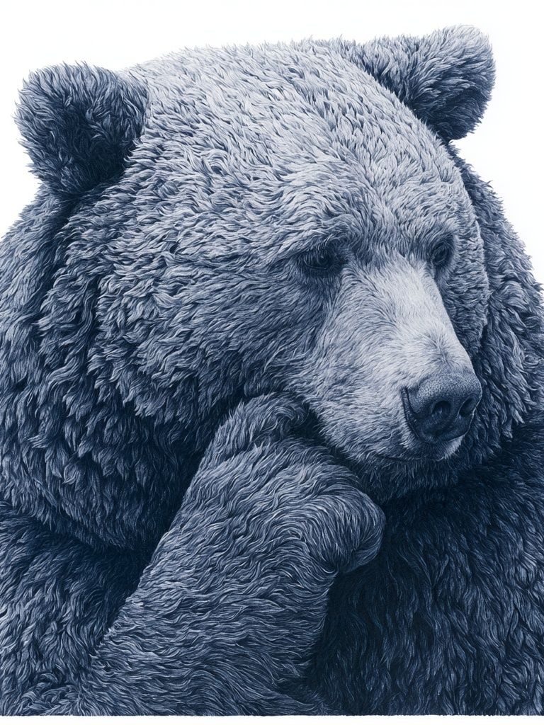 Blue Bear Portrait Print. poster — animals art