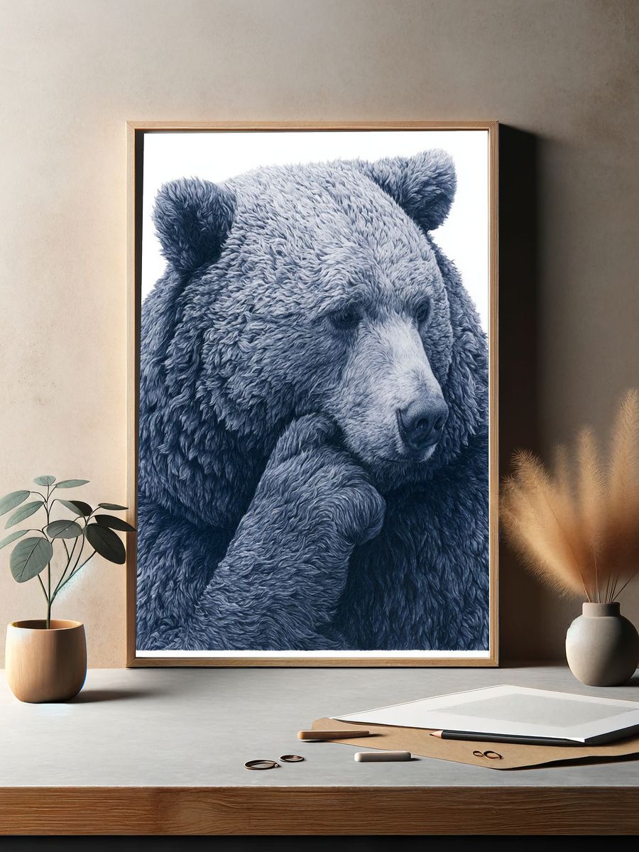 Blue Bear Portrait Print. — room view 2