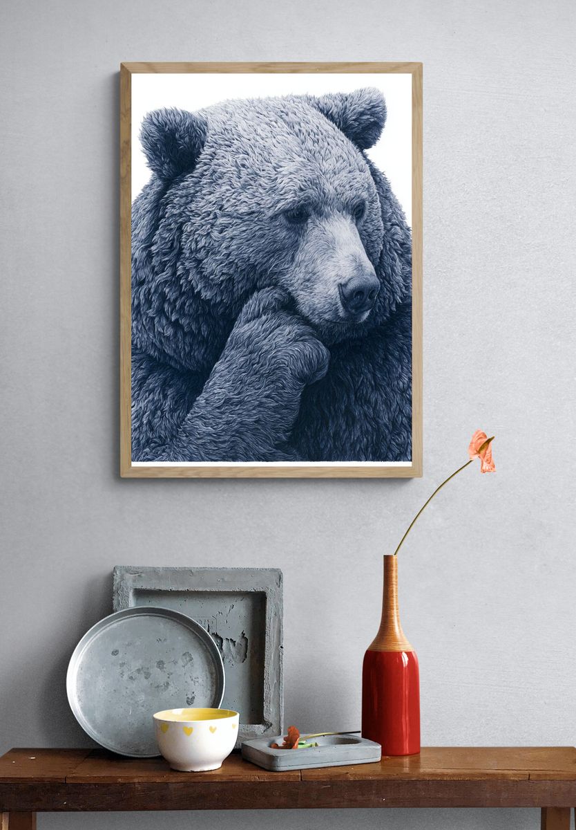 Blue Bear Portrait Print. — room view 3