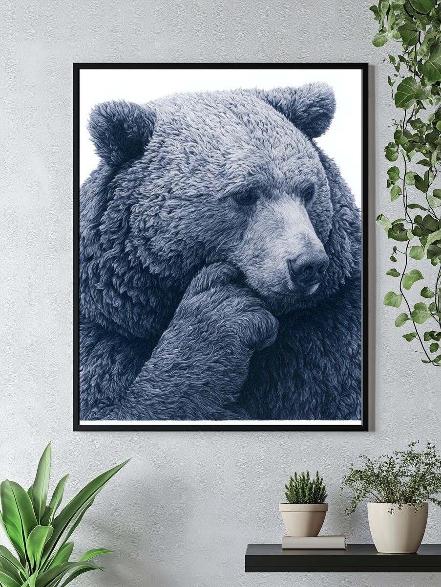 Blue Bear Portrait Print. — room view 4