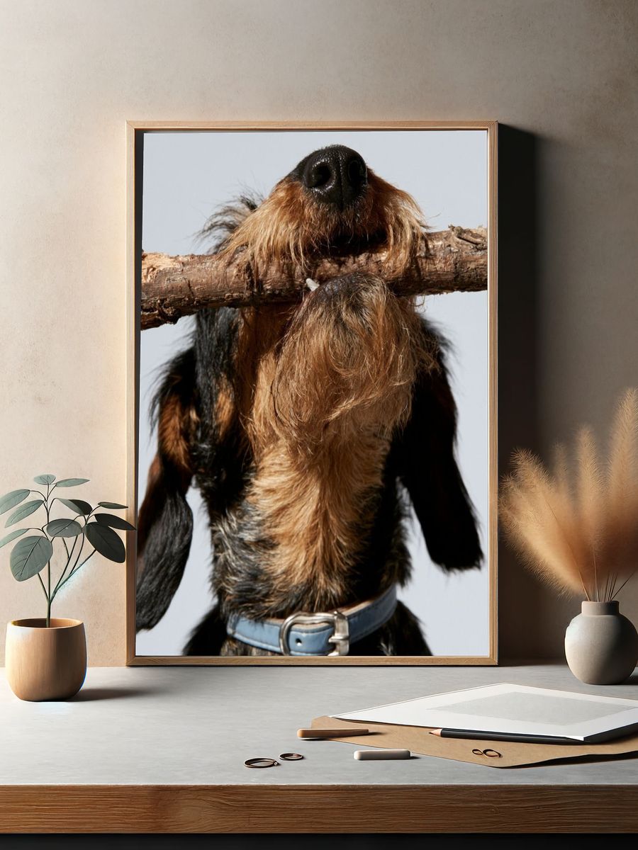 Wire-Haired Dachshund Portrait Print. — room view 2