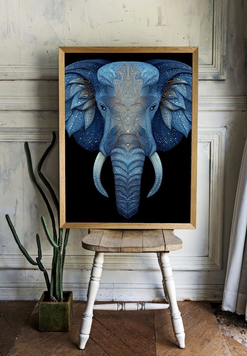 Celestial Elephant Illustration Poster. — room view 1