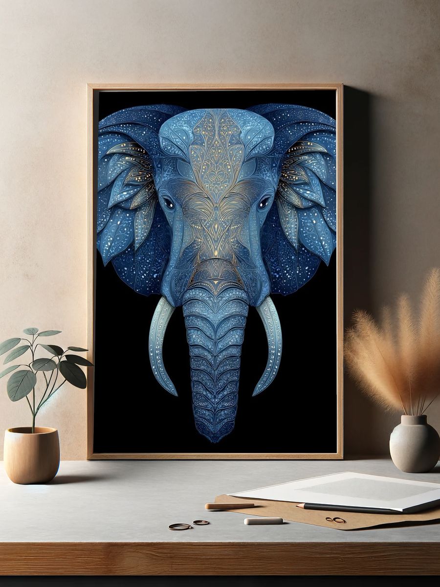 Celestial Elephant Illustration Poster. — room view 2