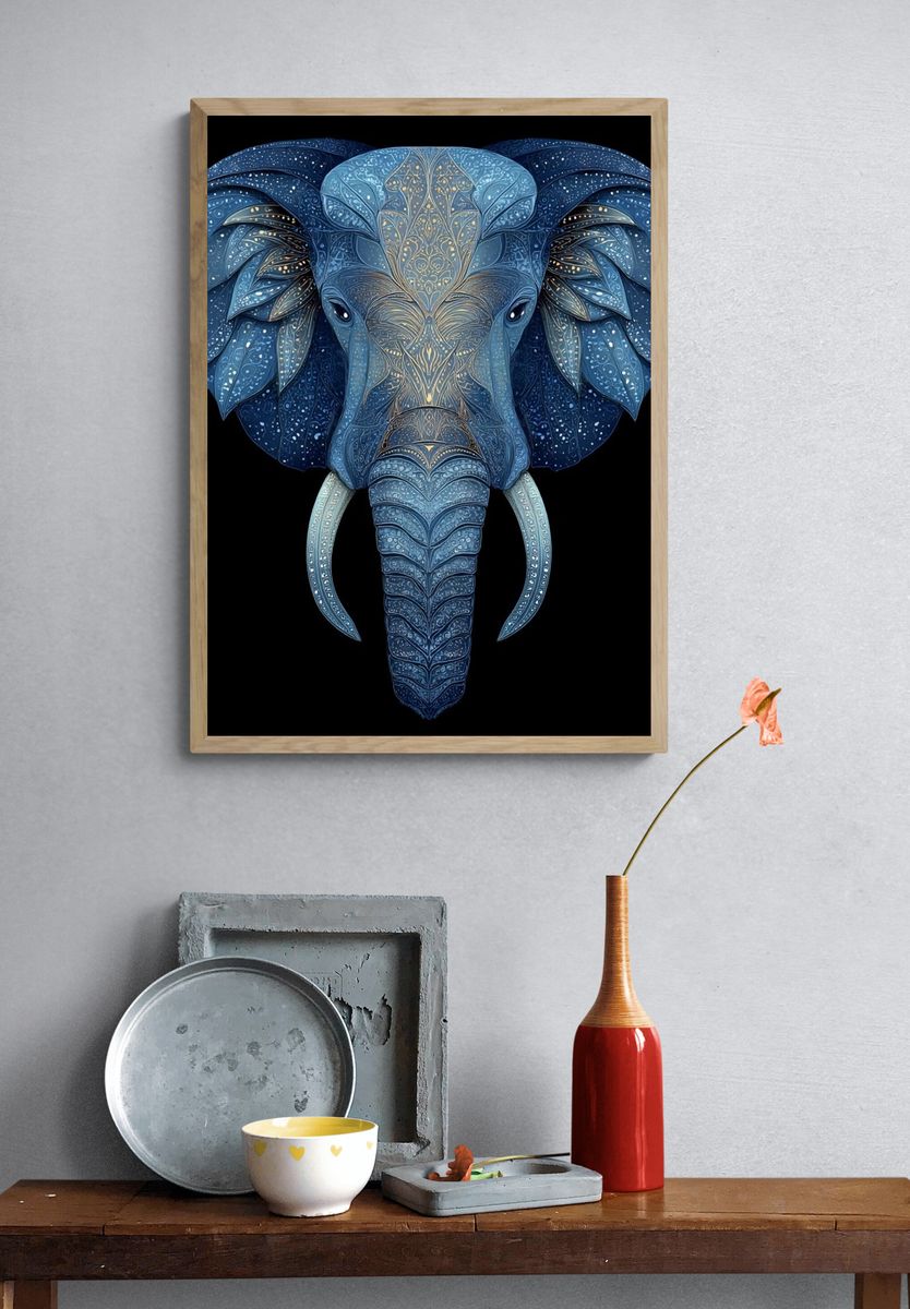 Celestial Elephant Illustration Poster. — room view 3