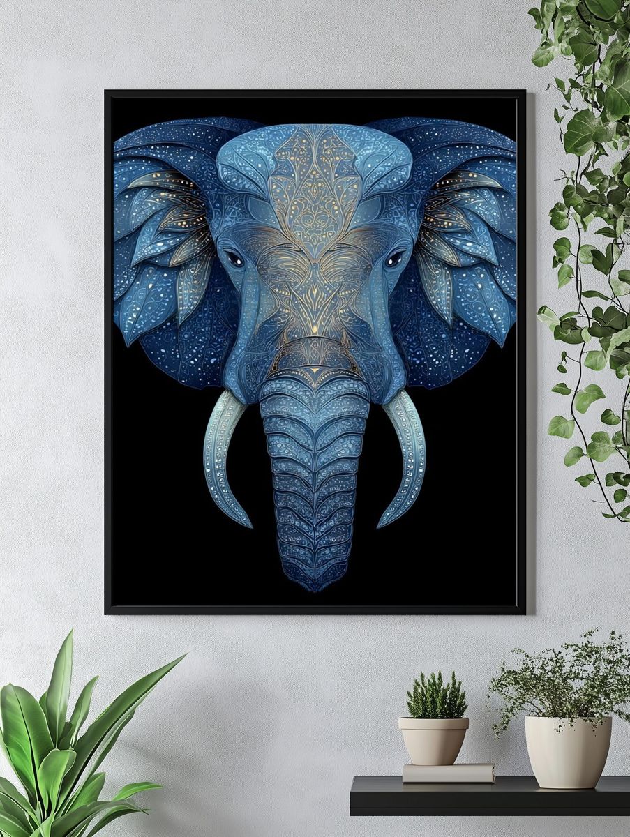 Celestial Elephant Illustration Poster. — room view 4