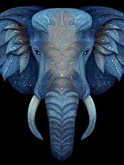 Celestial Elephant Illustration Poster. poster print