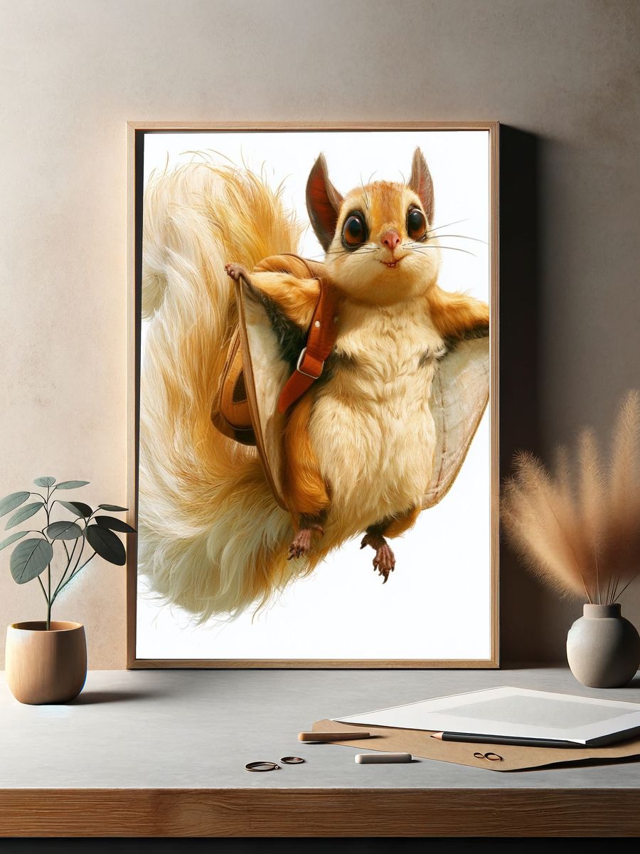 Flying Squirrel Illustration Poster. — room view 2