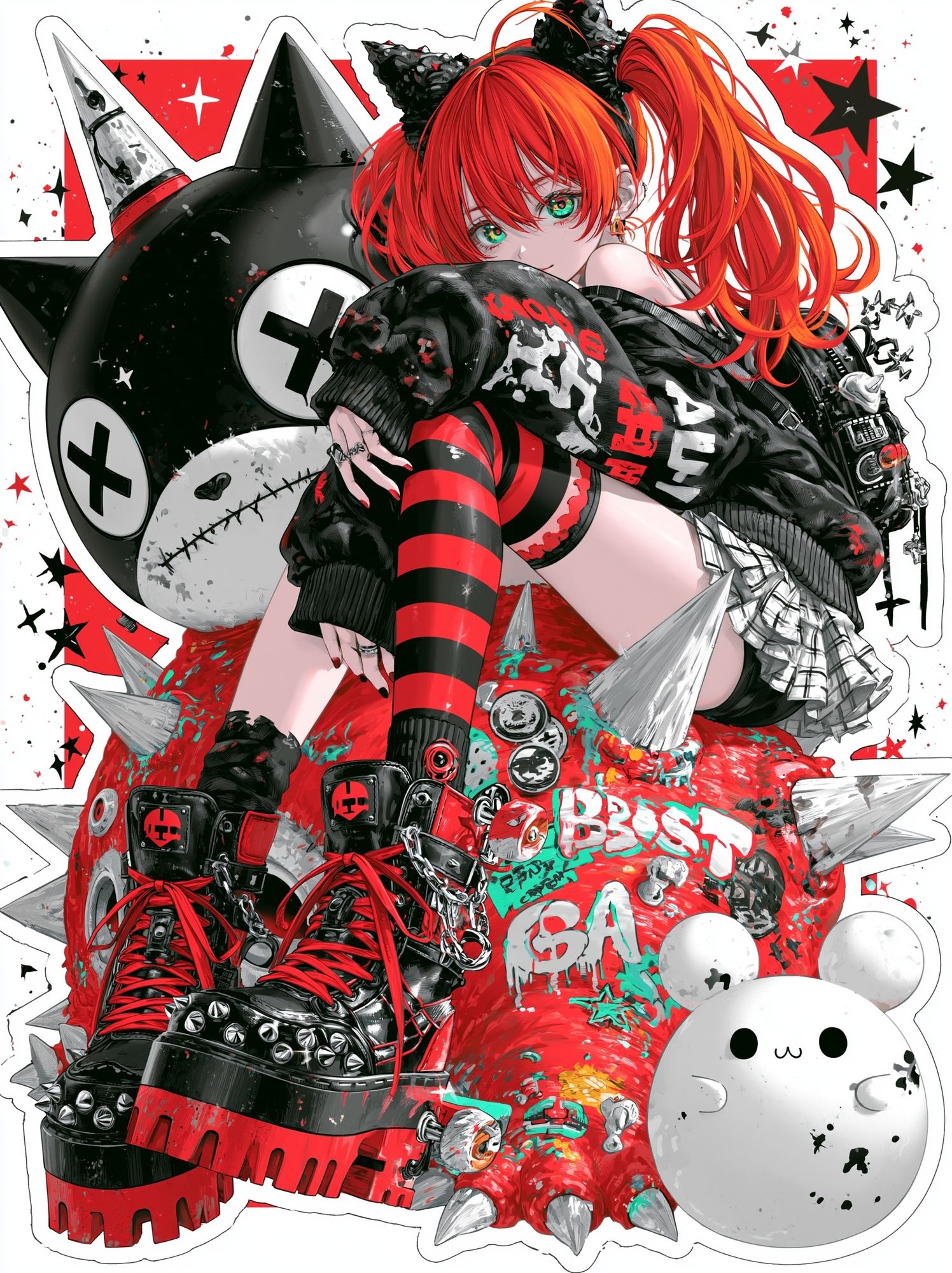 Punk Anime Girl Illustration Poster. poster detail