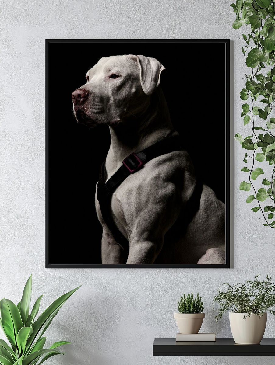 White Dog Portrait Photography Poster. — room view 4
