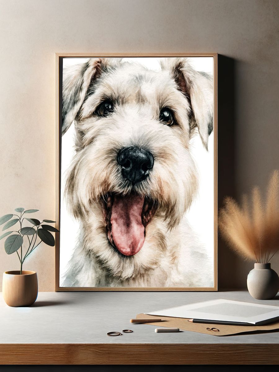 Happy Schnauzer Watercolor Poster. — room view 2
