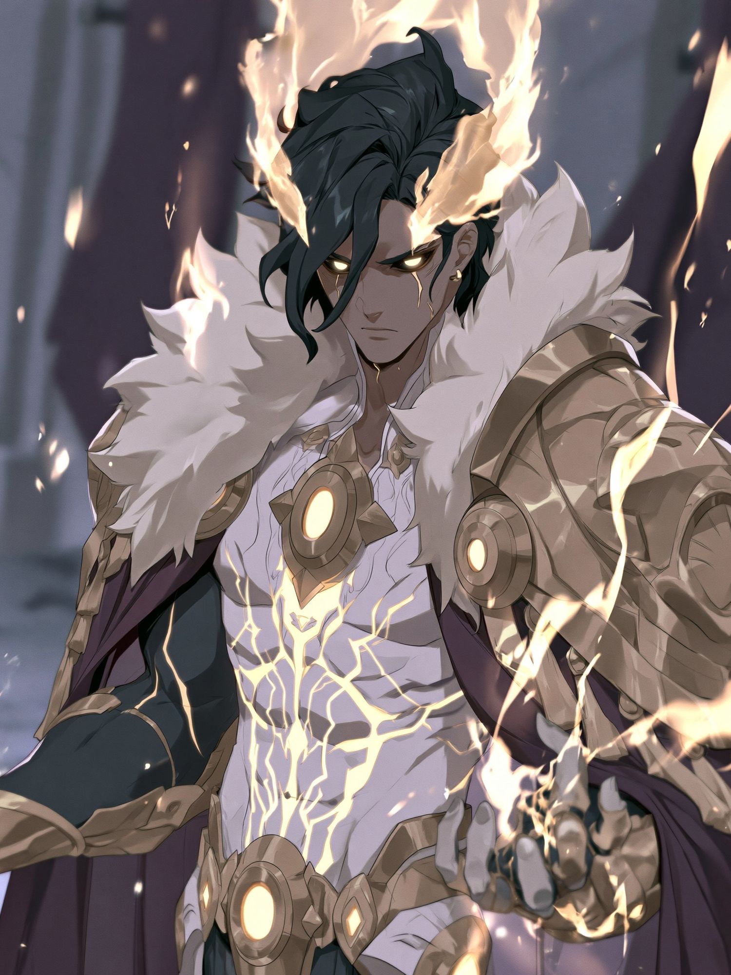 Flame-Wreathed Warrior Anime Poster. poster — anime art