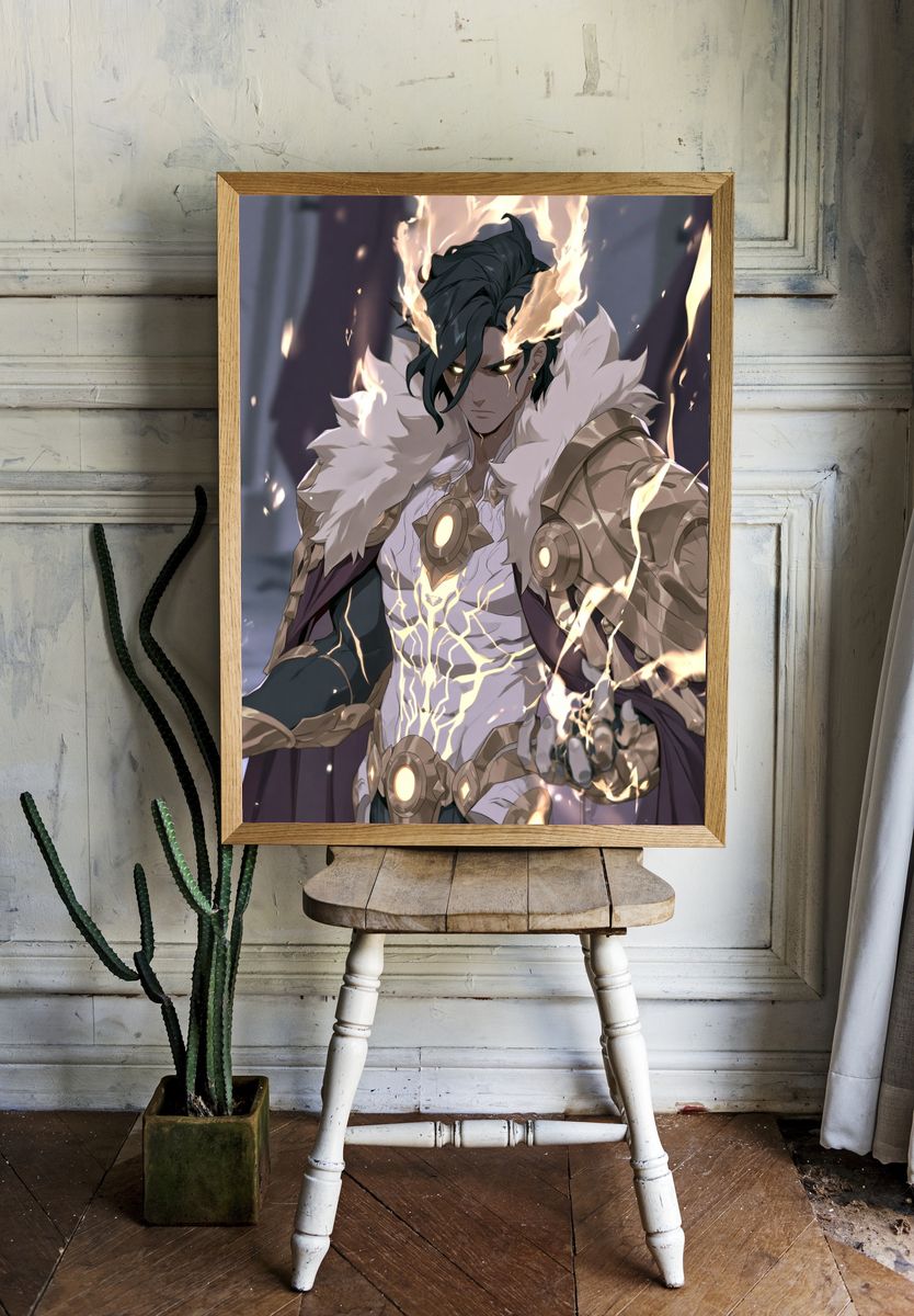Flame-Wreathed Warrior Anime Poster. — room view 1