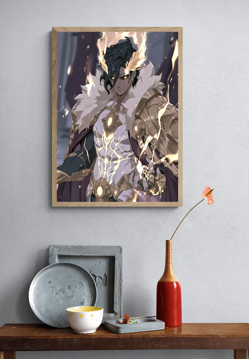 Flame-Wreathed Warrior Anime Poster. — room view 3