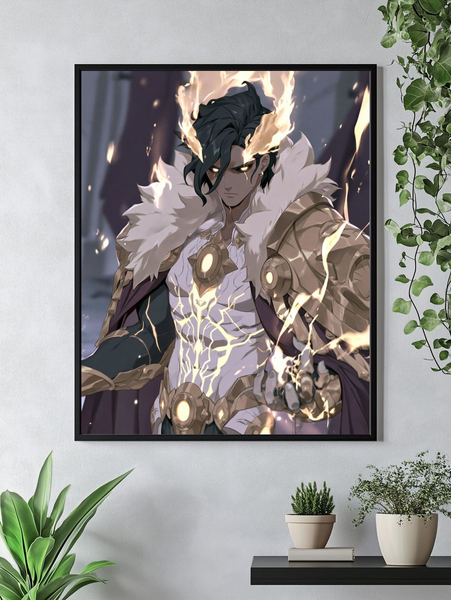 Flame-Wreathed Warrior Anime Poster. — room view 4