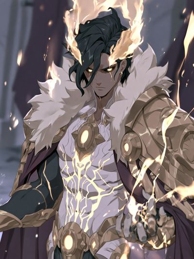 Flame-Wreathed Warrior Anime Poster.