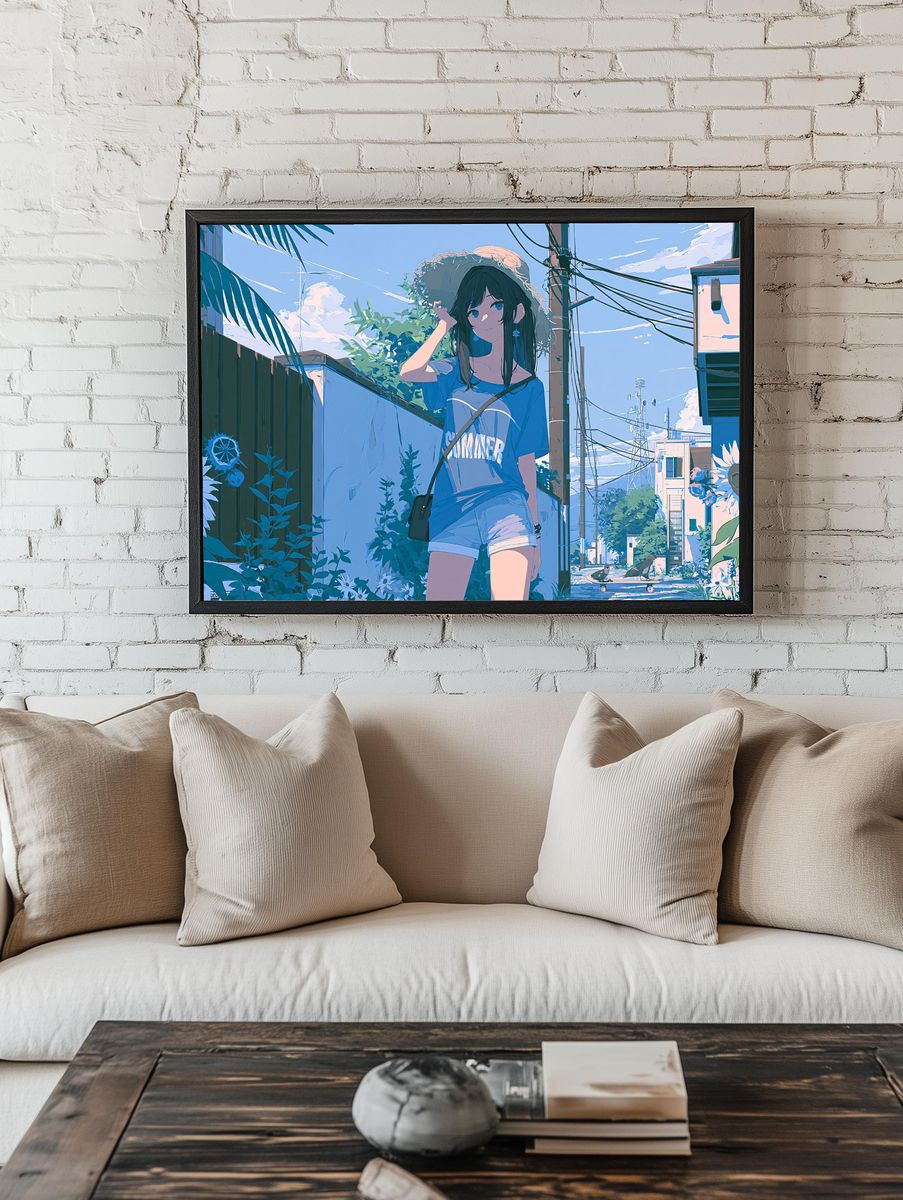 Summer Street Girl Illustration Poster. room preview