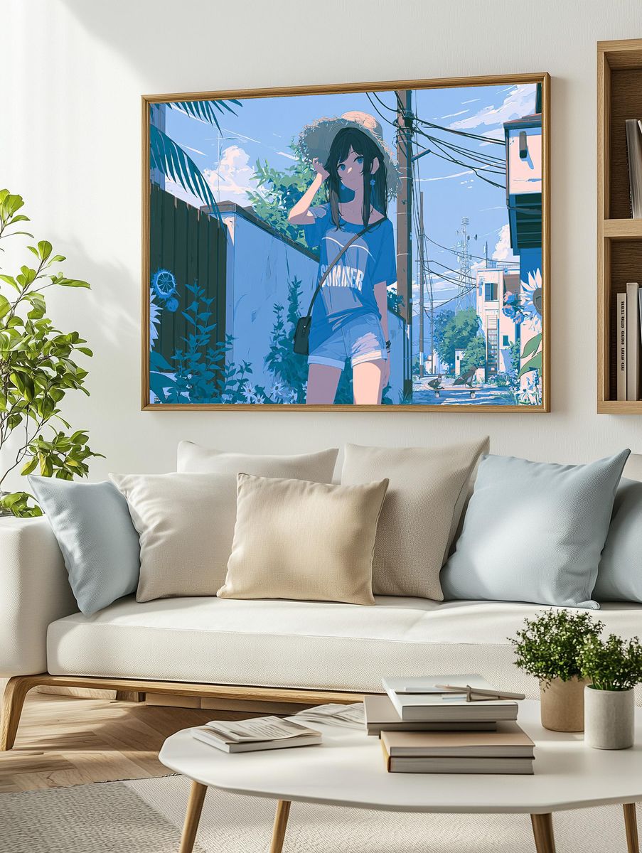 Summer Street Girl Illustration Poster. — room view 2
