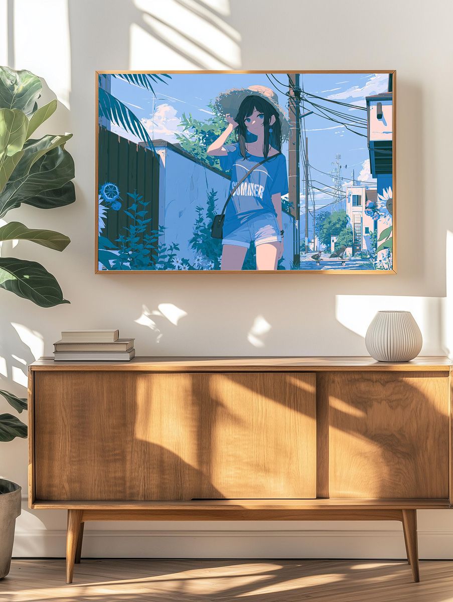 Summer Street Girl Illustration Poster. — room view 3