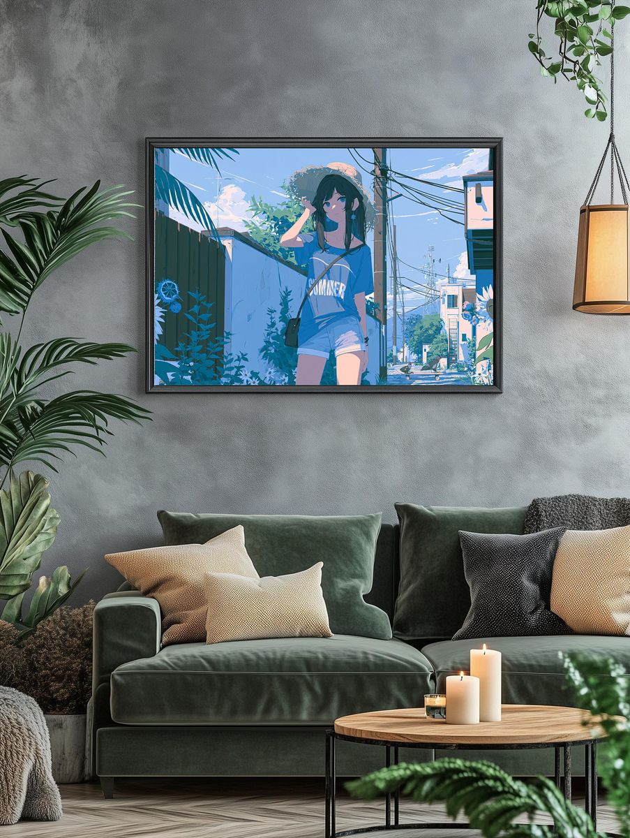 Summer Street Girl Illustration Poster. — room view 4
