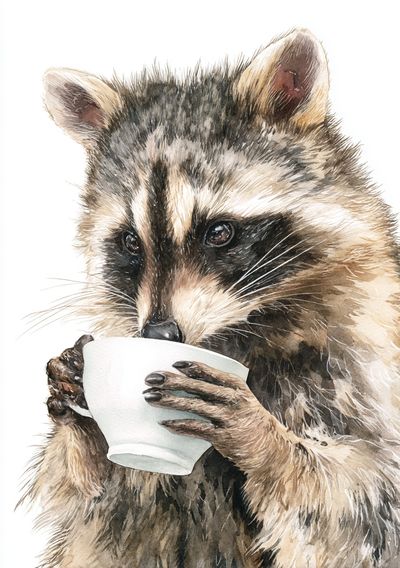Raccoon Watercolor Poster.