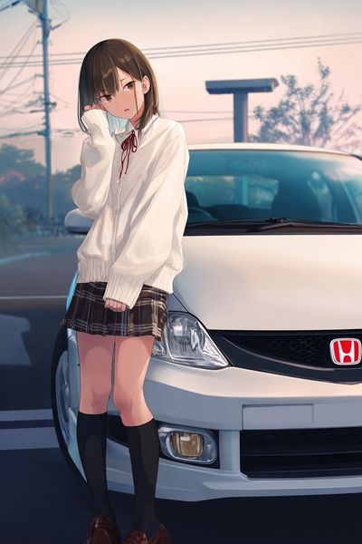 Anime Girl by Honda Car Print