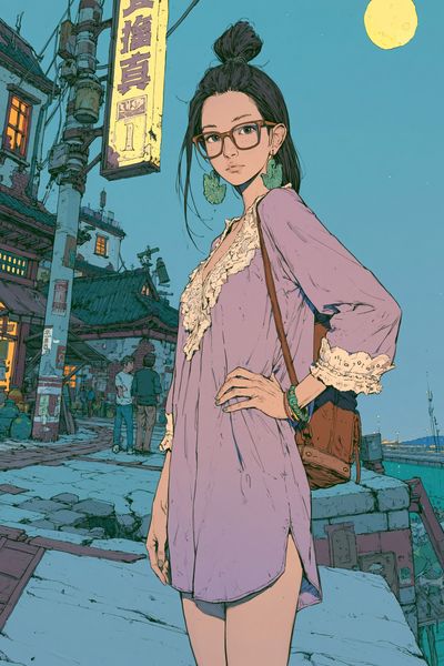 Urban Anime Girl Portrait Print.