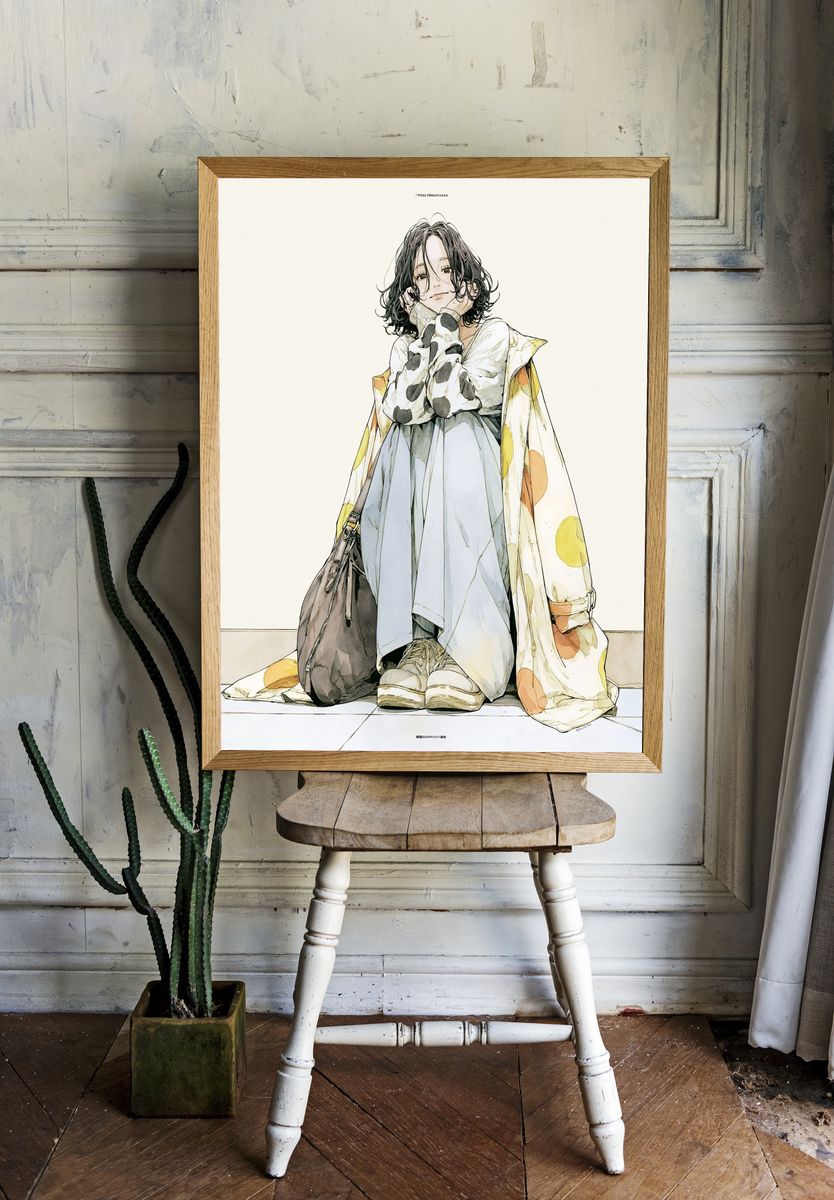 Casual Anime Girl Illustration Poster. — room view 1
