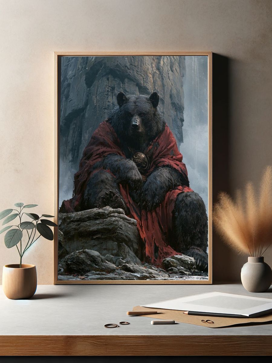 Mystic Bear in Red Cloak Poster. — room view 2
