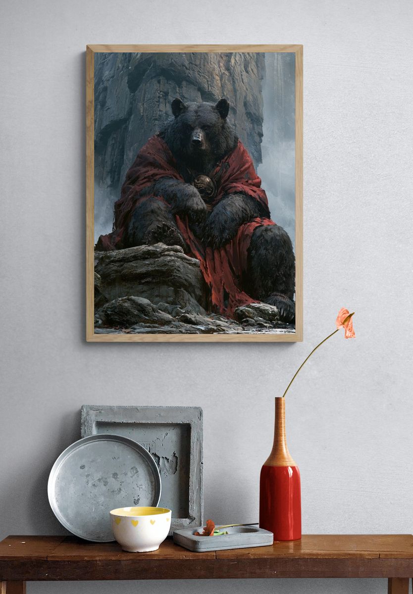 Mystic Bear in Red Cloak Poster. — room view 3