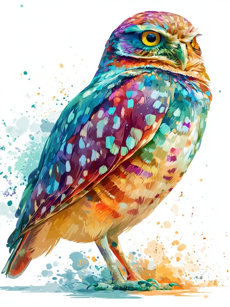 Colorful Owl Illustration Poster. poster — animals art